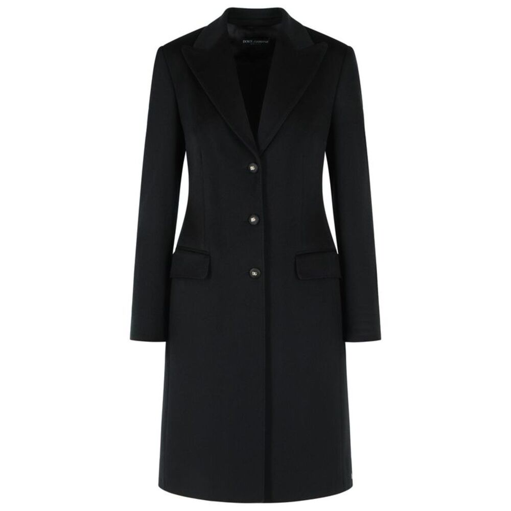 Dolce & Gabbana Single-Breasted Black Wool Coat Women